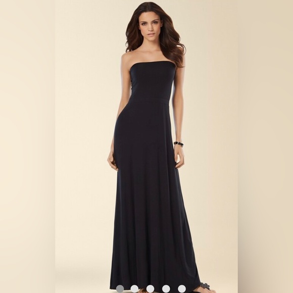 Soma Fold over Multi-Way bandeau Maxi Dress Black maxi skirt size small - Picture 1 of 9